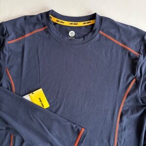 Ski-Doo Men's Medium Performance Long Sleeve Shirt Navy Orange Thumbholes Base